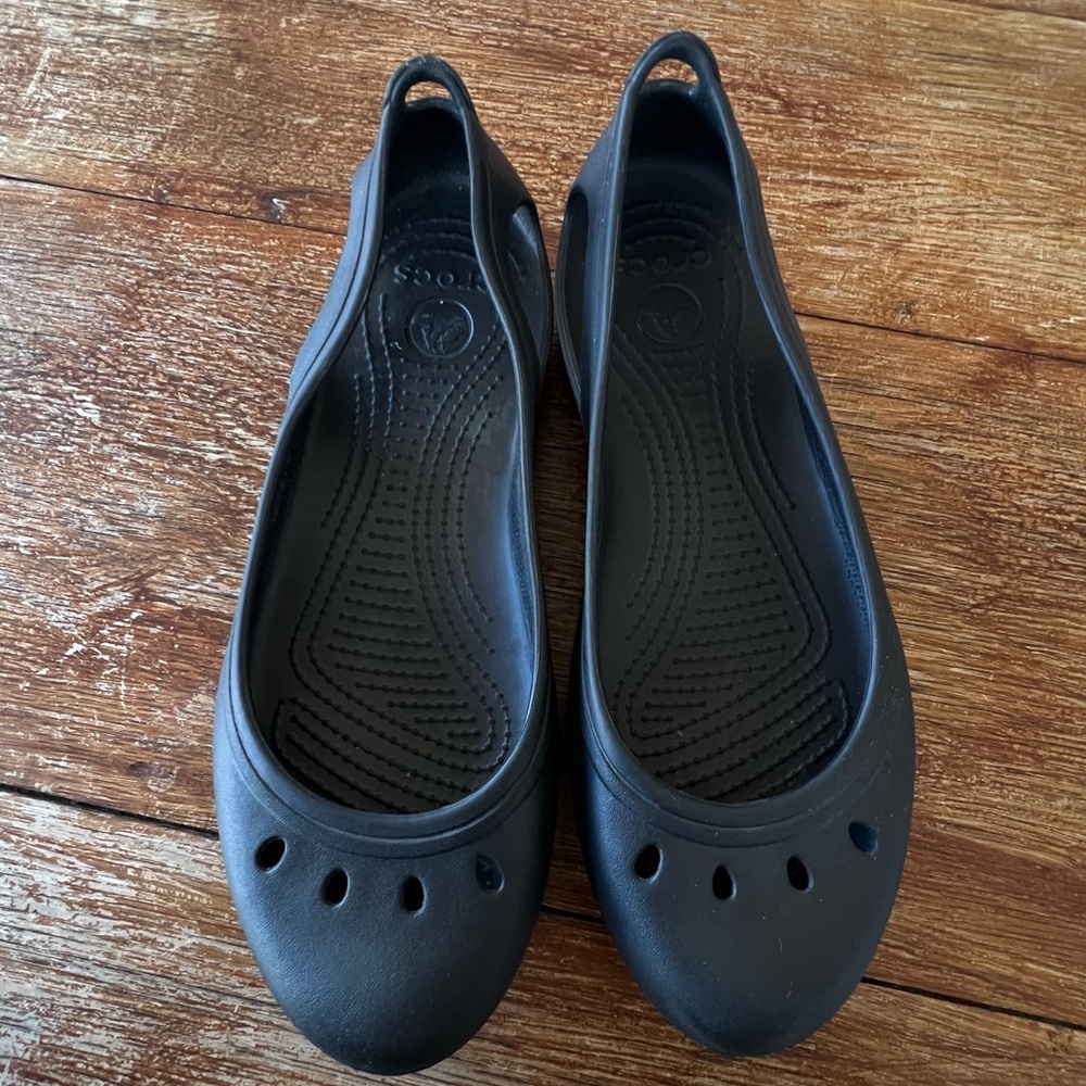 CROCS Kadee Ballet Sandals Flats Slip-Ons Shoes Women Black Size 10 EUC
